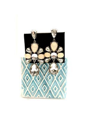 BANANA REPUBLIC Apricot & Rhinestone Gold-Tone Dangle Earrings​